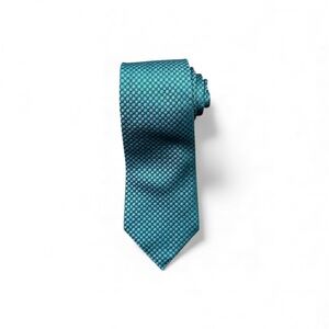 Charvet Aqua Blue Silk Tie – Micro Geometric Jacquard – Made in France